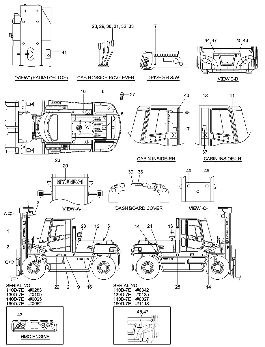 91FT-01110 Empilhadeira Hyundai 110-130-140-160D-7E