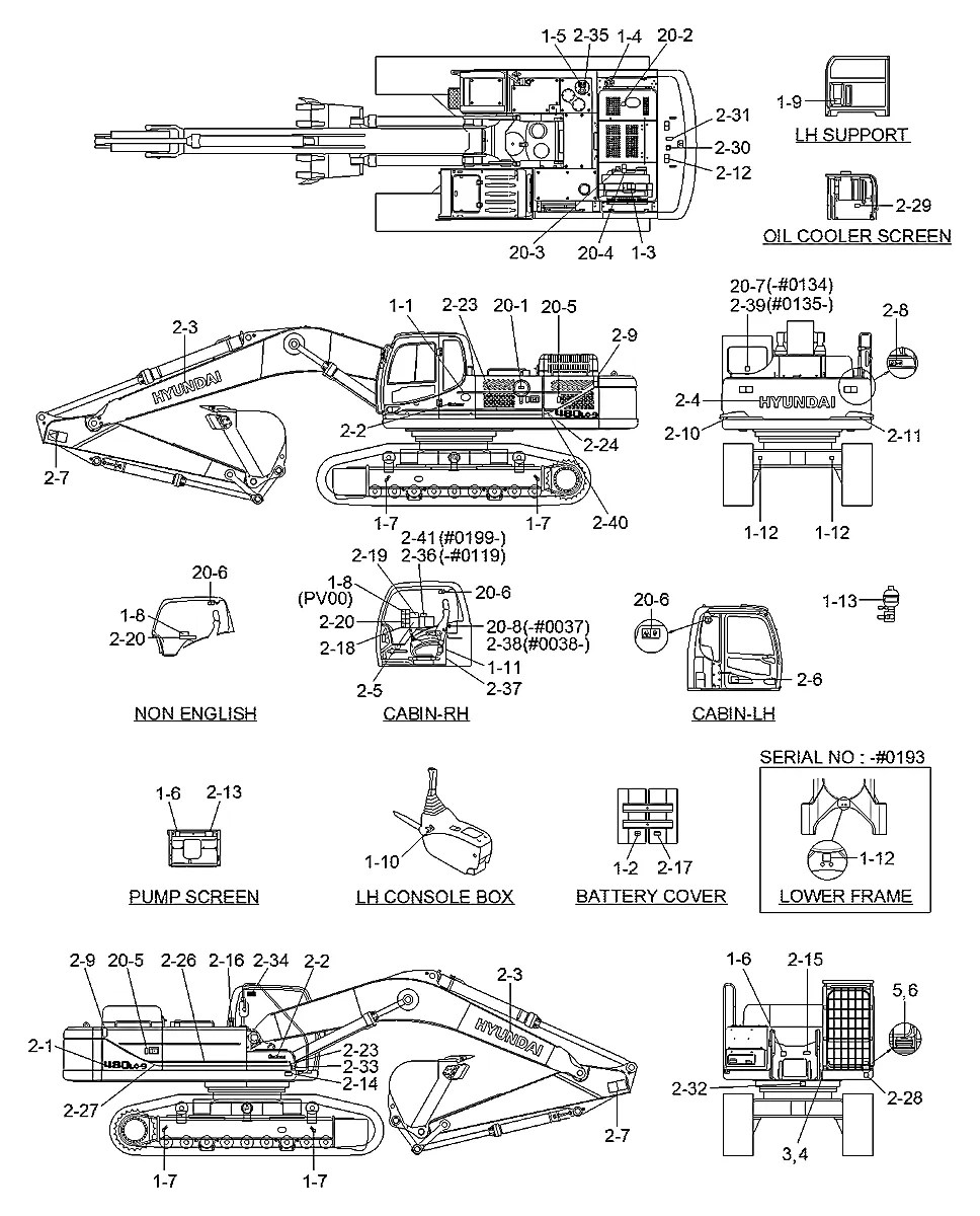 91N6-07500 Escavadeira de esteiras Hyundai R480LC-9