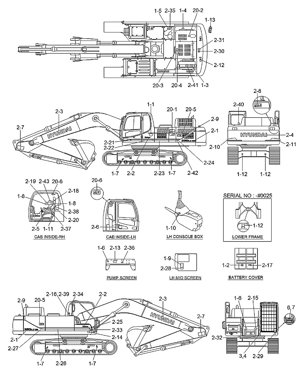 93QA-07541 Escavadeira de esteiras Hyundai R380LC-9A