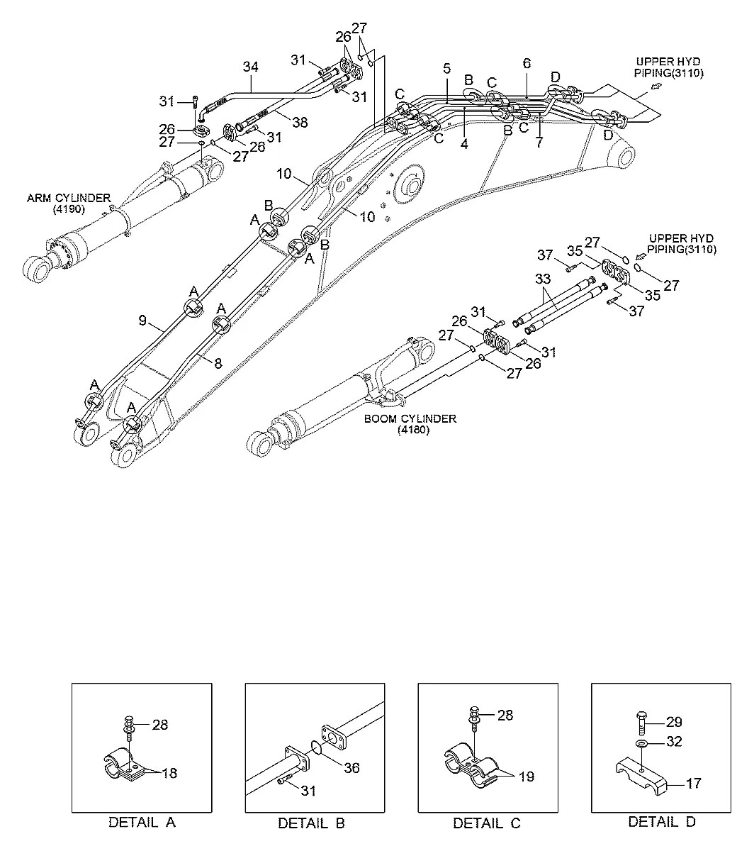 S037-165026 Escavadeira de esteiras Hyundai HX520 L
