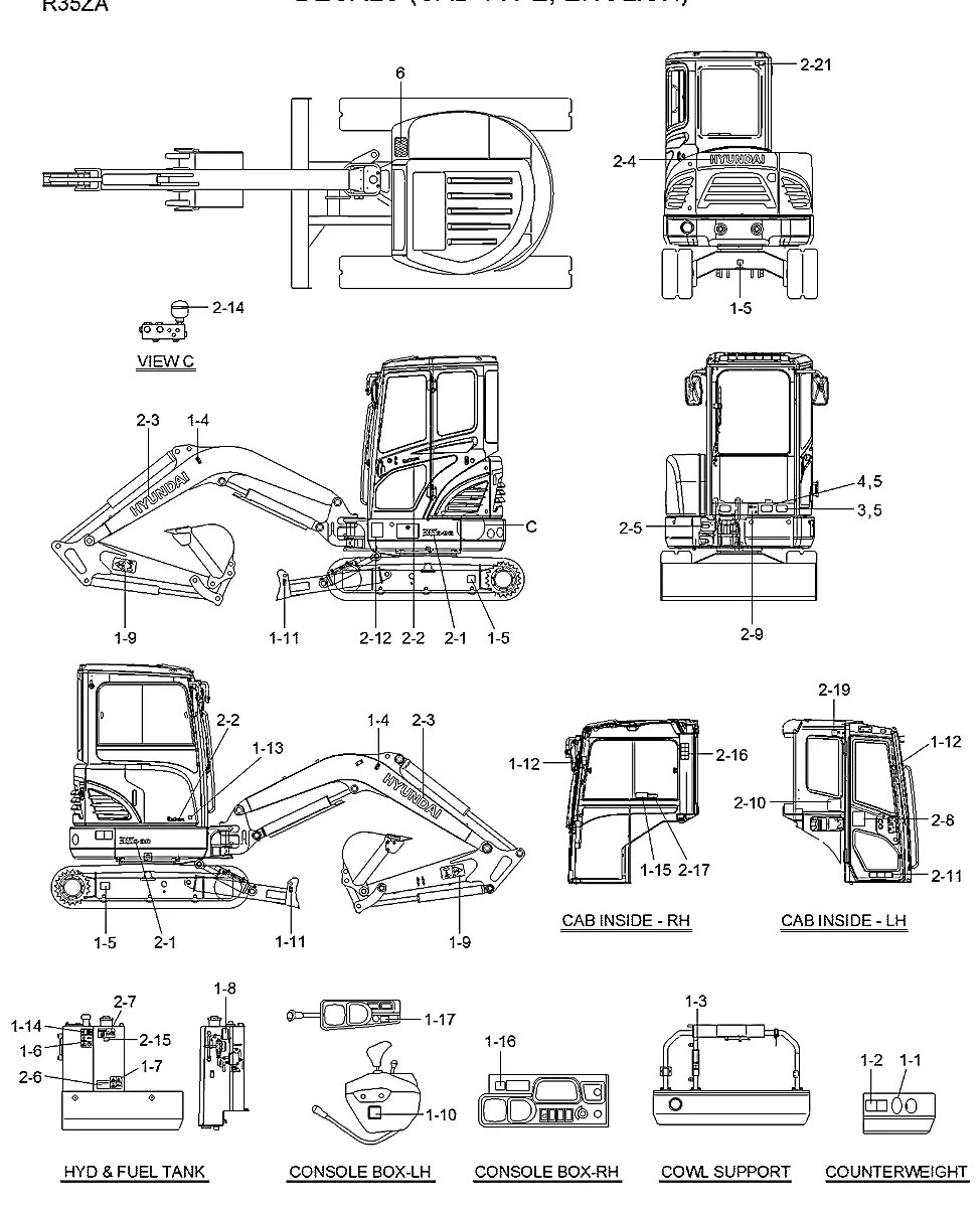 94MH-03300 Escavadeira de esteiras Hyundai R35Z-9A