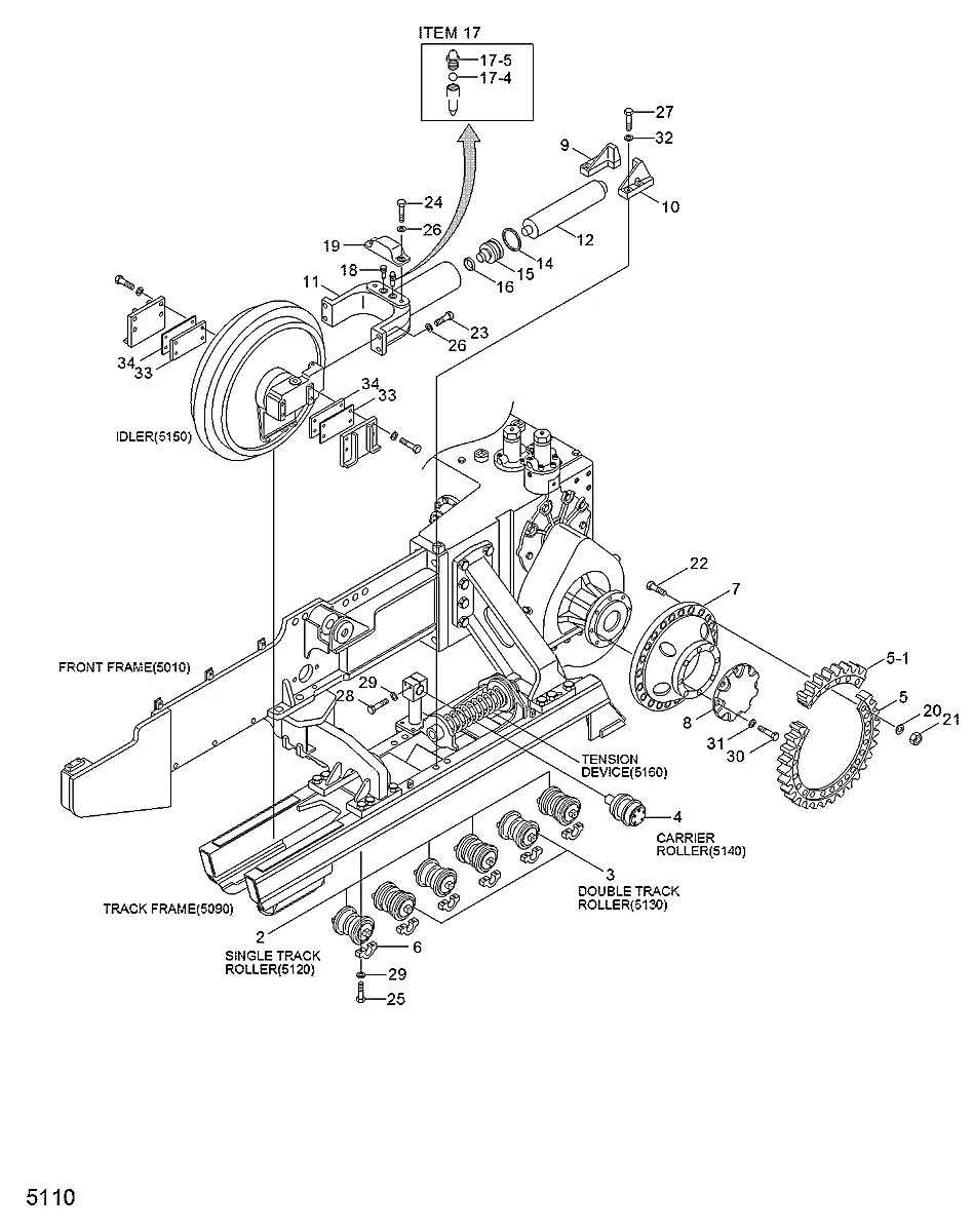 85D1-70211 Trator de esteira Hyundai H80-LGP