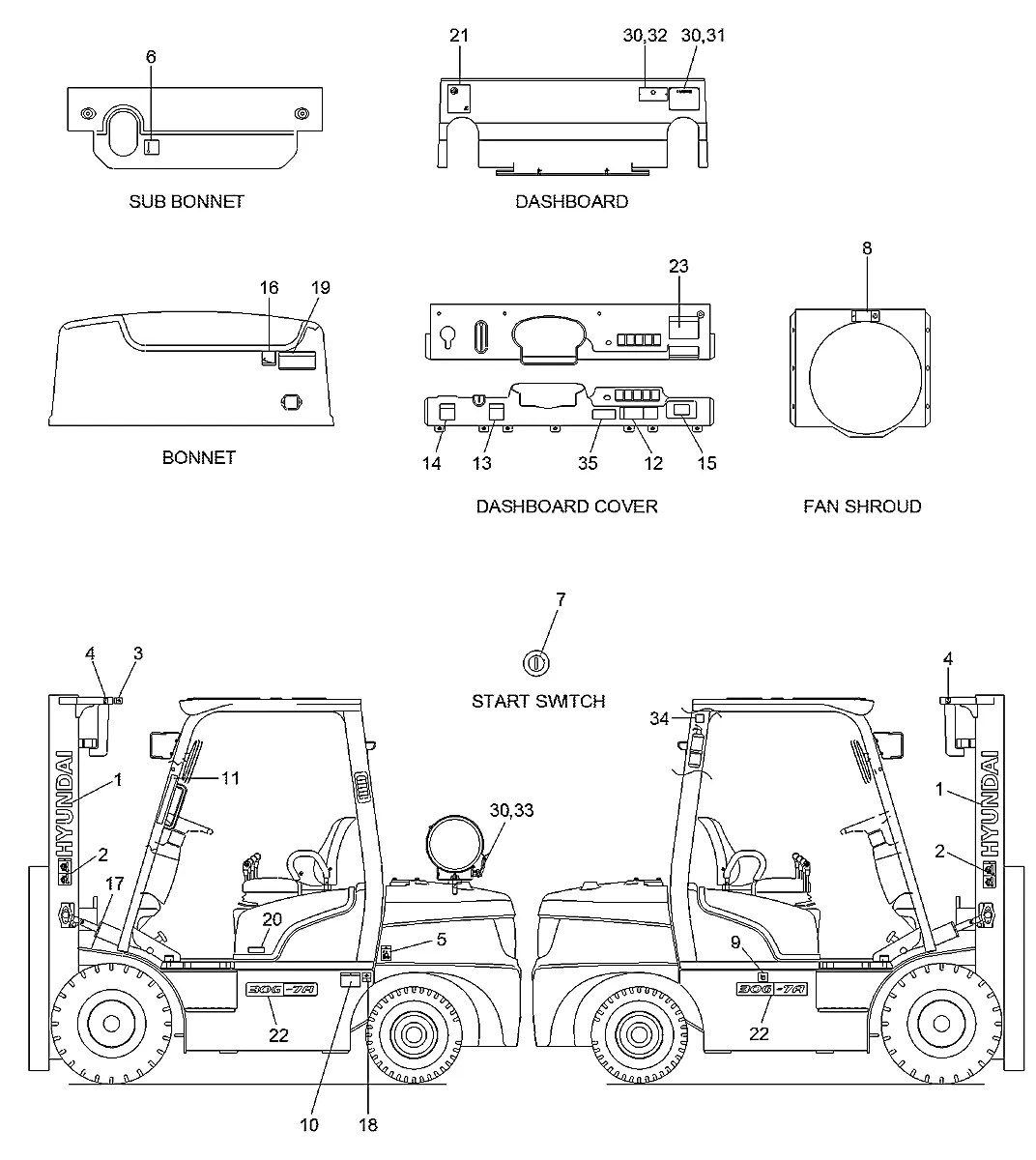 93HF-10090 Empilhadeira Hyundai 25-30-33G-7A