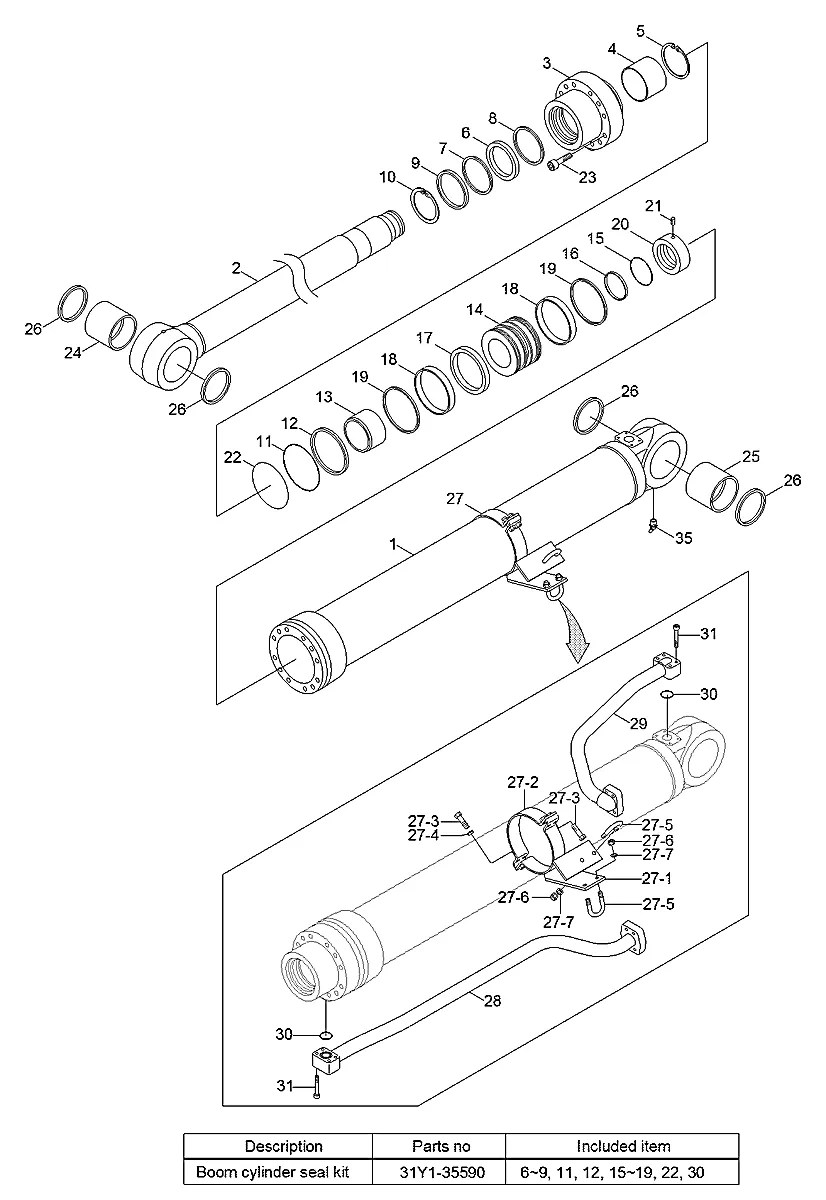 31KB-51011 Escavadeira de esteiras Hyundai HX520 L
