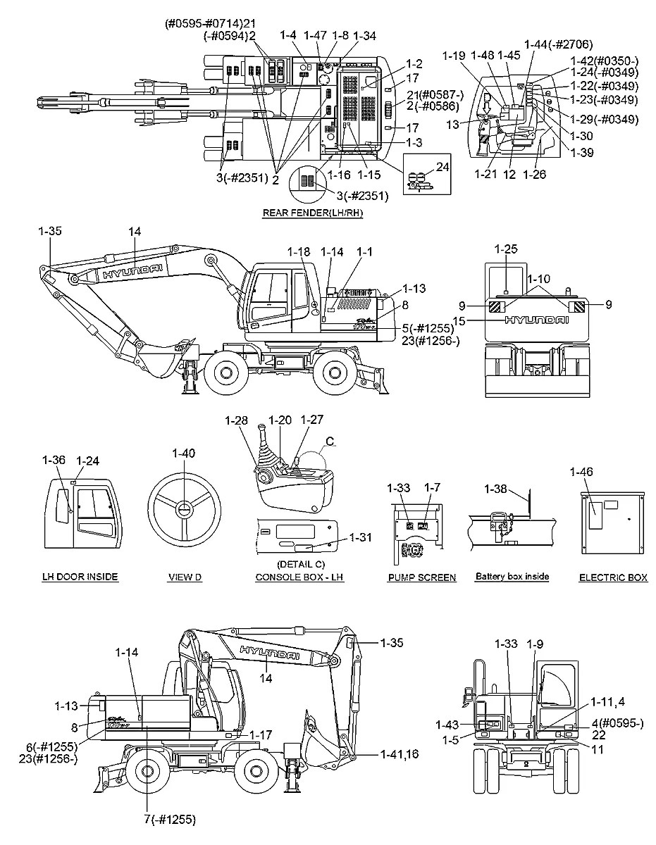 91N4-00400 Escavadeira de rodas Hyundai R170W-7