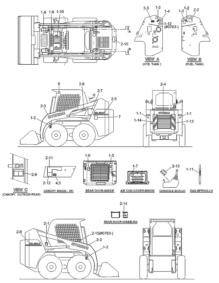 20T-98-72350 Mini carregadeira Hyundai HSL650-7