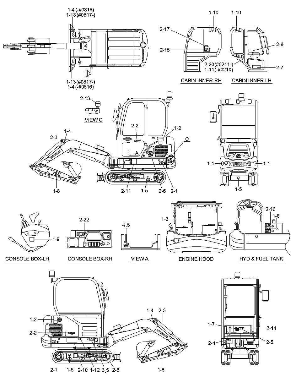 91MJ-10720 Escavadeira de esteiras Hyundai R16-9