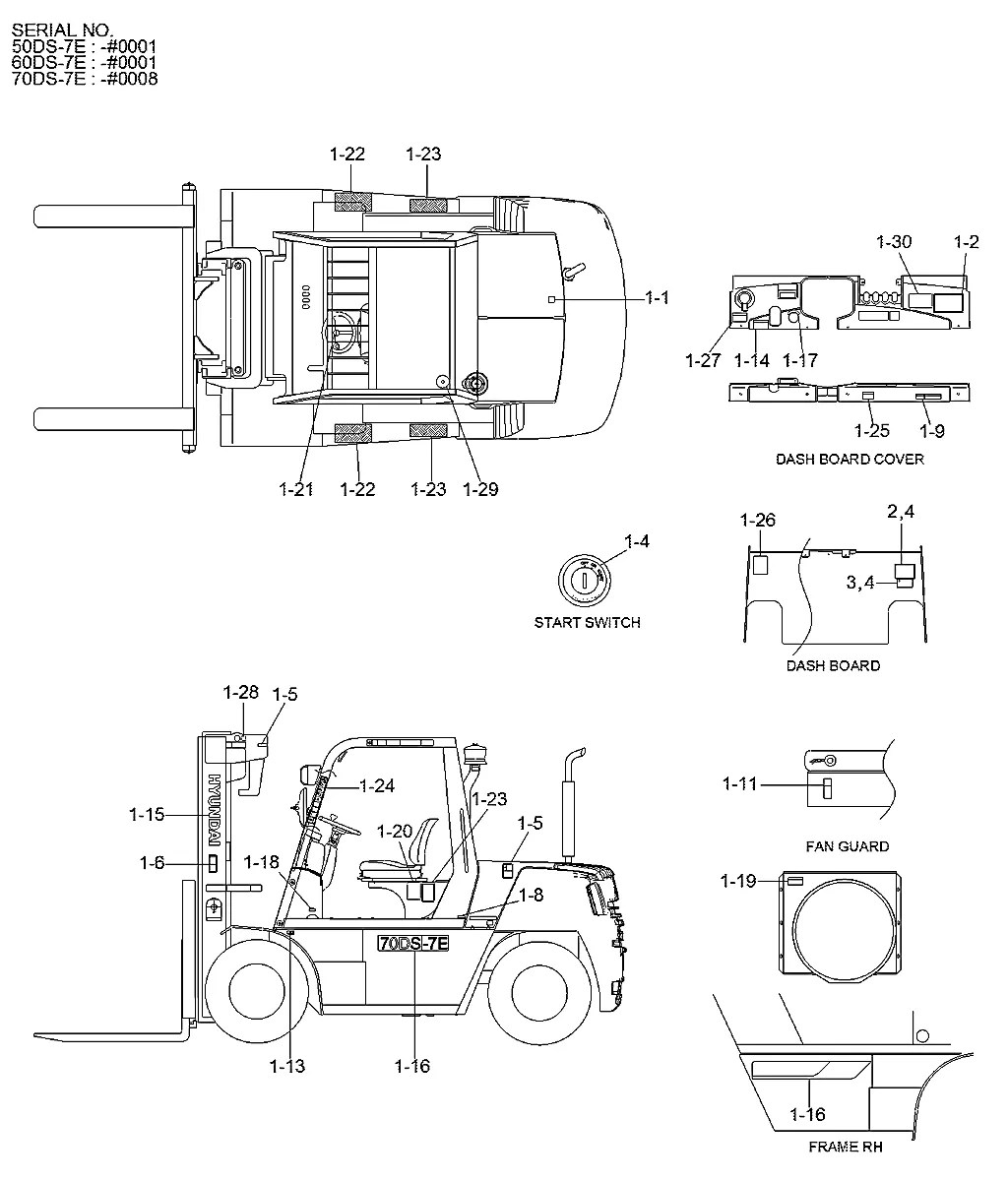 92FQ-00110 Empilhadeira Hyundai 50-60-70DS-7E