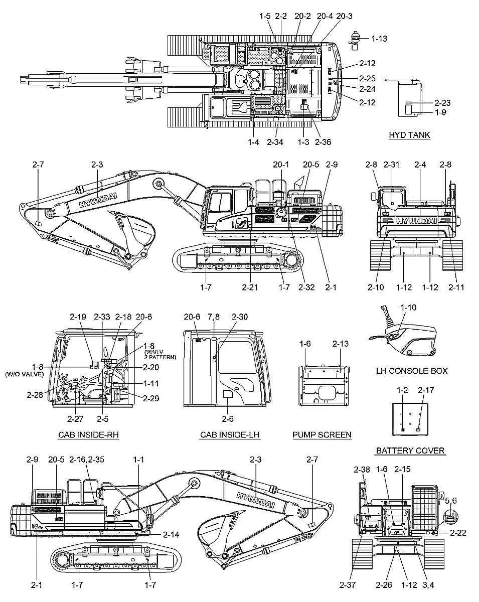 91KB-05240 Escavadeira de esteiras Hyundai HX520 L