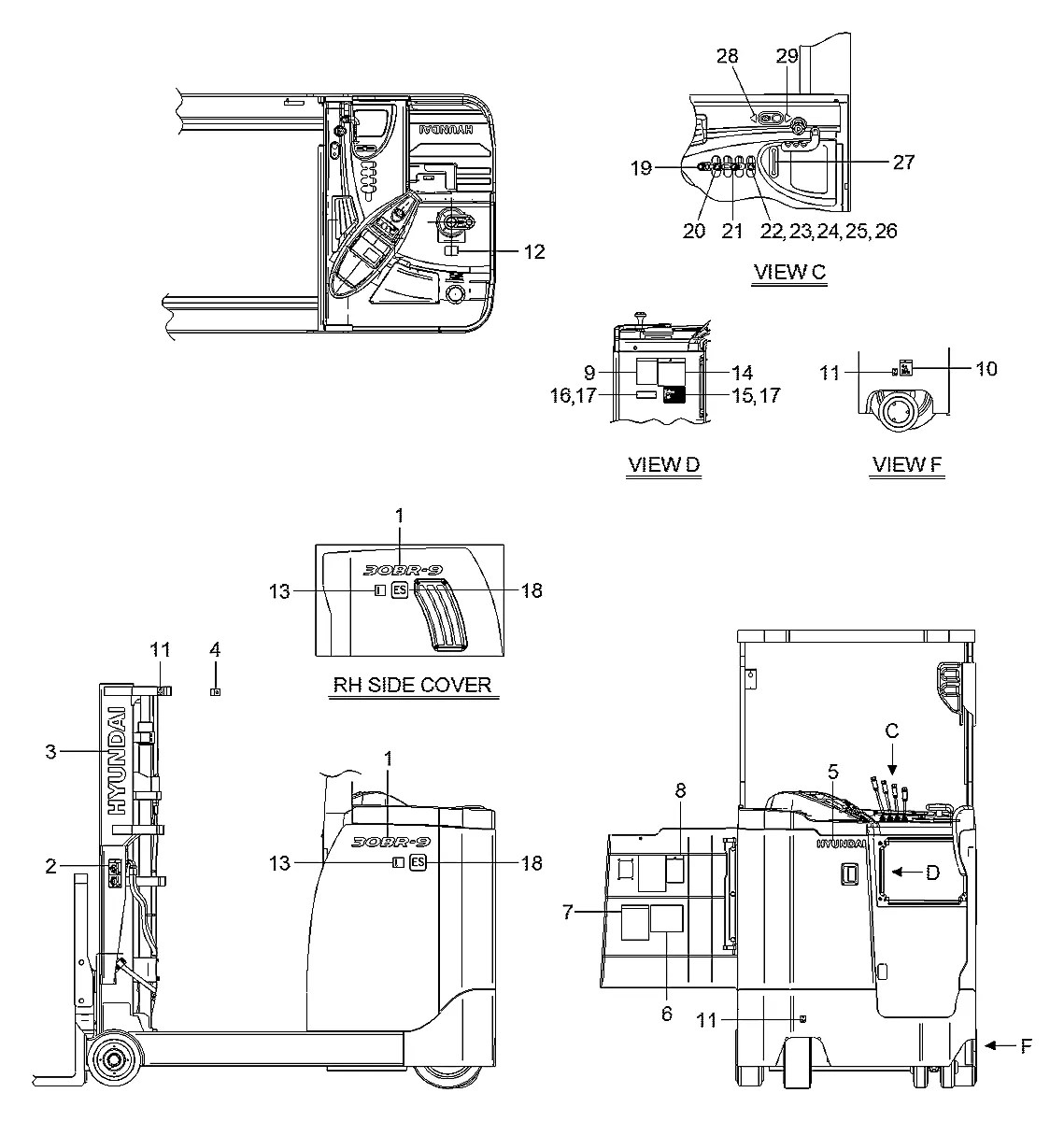91FS-00442 Empilhadeira Hyundai 30BR-9