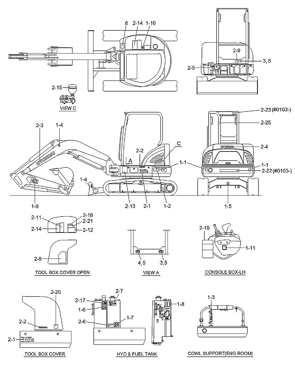 92MH-07240 Escavadeira de esteiras Hyundai R35Z-9