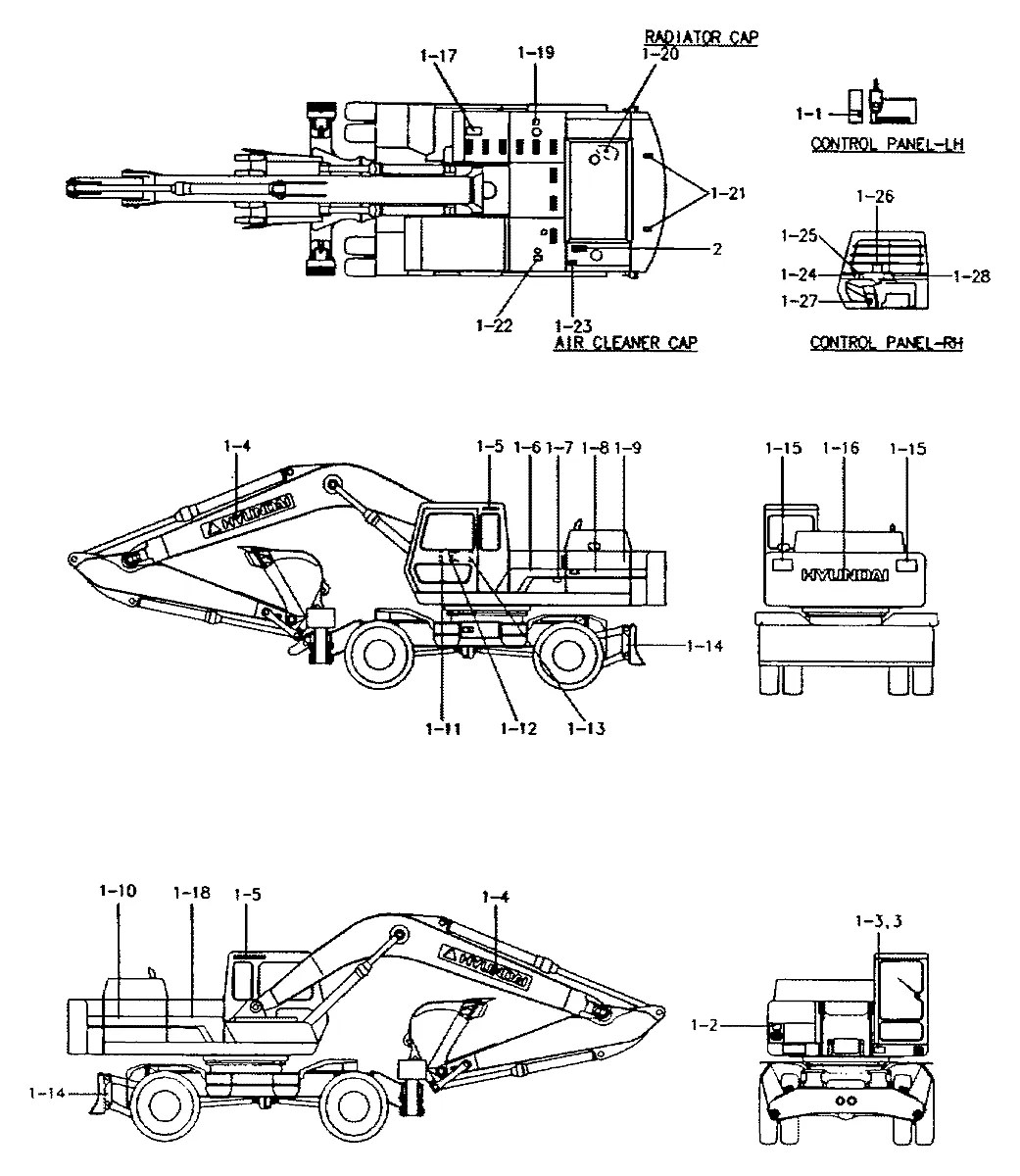91E7-0081 Escavadeira de rodas Hyundai R200W