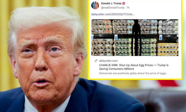Donald Trump, who served as president for six weeks, has reposted an article titled “Shut up on egg prices” Donald Trump, who served as president for six weeks, has reposted an article titled “Shut up on egg prices”