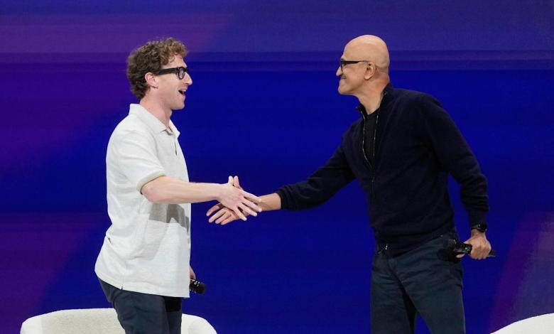 Meta launches AI application, Zuckerberg chats with Microsoft CEO Satya Nadella at a developer meeting Meta launches AI application, Zuckerberg chats with Microsoft CEO Satya Nadella at a developer meeting
