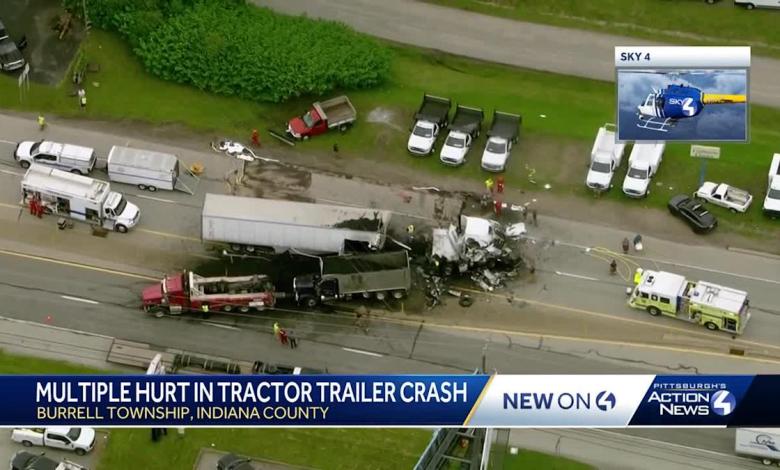 Part of Highway 22 closed after collision of tractor trailer, dump truck, Indiana County crash Part of Highway 22 closed after collision of tractor trailer, dump truck, Indiana County crash