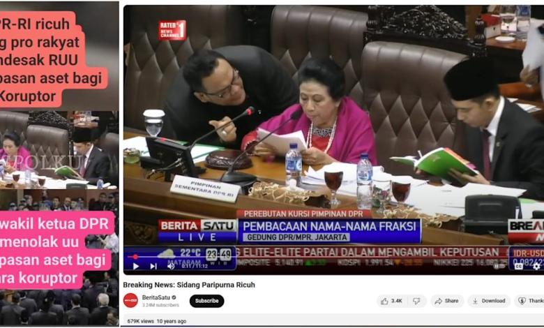 Old video distorts Indonesian legislature's “refusal to seize assets against grafted criminals” Old video distorts Indonesian legislature's “refusal to seize assets against grafted criminals”