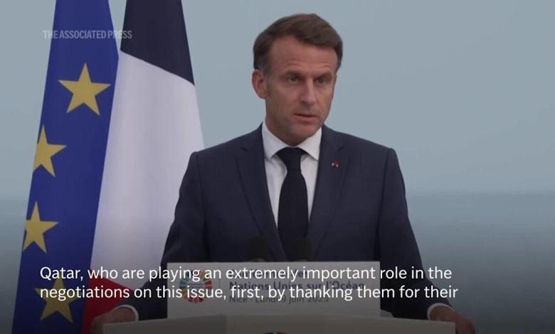 Macron says Israel's blockade of humanitarian aid to Gaza is a “stigma” Macron says Israel's blockade of humanitarian aid to Gaza is a “stigma”