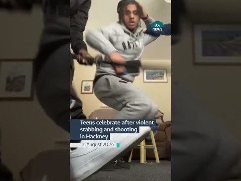 Teens celebrate after violent stabbing and shooting in Hackney #itvnews #news #crime Teens celebrate after violent stabbing and shooting in Hackney #itvnews #news #crime