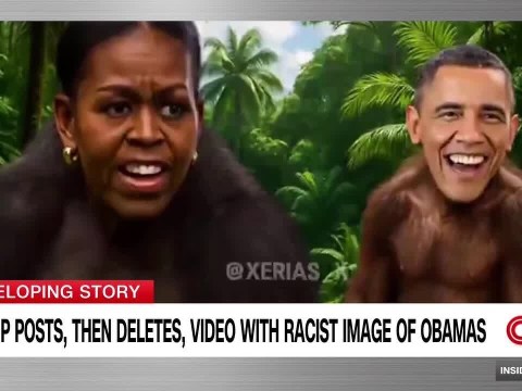 Trump’s post showing Obamas as primates is deleted after backlash despite White House earlier def… Trump’s post showing Obamas as primates is deleted after backlash despite White House earlier def…