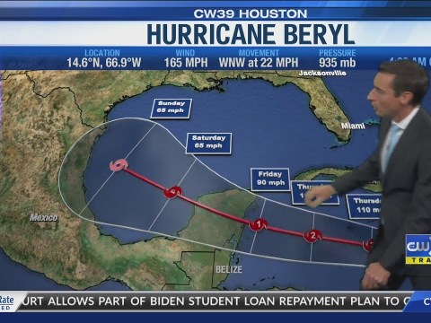 Category 5 Hurricane Beryl churning in the Caribbean Category 5 Hurricane Beryl churning in the Caribbean
