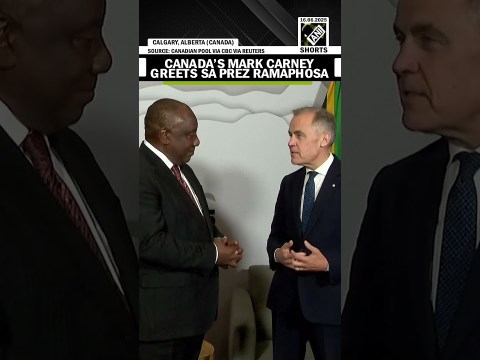 Canada PM Mark Carney greets South African President Ramaphosa ahead of G7 summit Canada PM Mark Carney greets South African President Ramaphosa ahead of G7 summit