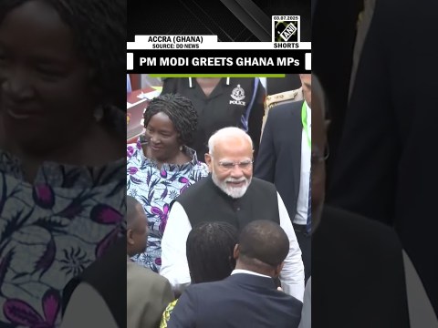 PM Modi greets Ghana’s members of Parliament after addressing the Parliament of Ghana PM Modi greets Ghana’s members of Parliament after addressing the Parliament of Ghana