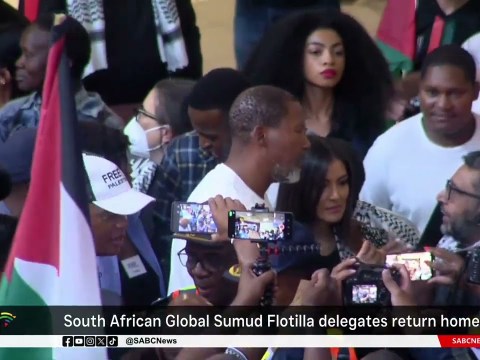 South African Global Sumud Flotilla activists arrive at O.R Tambo airport South African Global Sumud Flotilla activists arrive at O.R Tambo airport
