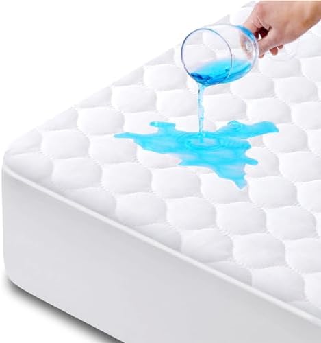 HYMOKEGE Quilted Waterproof Mattress Protector, Mattress Cover Queen Size Bed Breathable, Noiseless Mattress Pad with Deep Pocket, Fitted 5-21″ Deep HYMOKEGE Quilted Waterproof Mattress Protector, Mattress Cover Queen Size Bed Breathable, Noiseless Mattress Pad with Deep Pocket, Fitted 5-21″ Deep