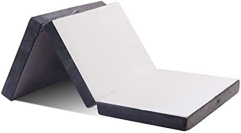 6.0 Inch Folding Mattress Single Camping Mattress with Super Soft Removable Cover, Folding Bed Twin Mattress with Non-Slip Bottom for Back Pain Relief, Twin 38″x75″x6″ 6.0 Inch Folding Mattress Single Camping Mattress with Super Soft Removable Cover, Folding Bed Twin Mattress with Non-Slip Bottom for Back Pain Relief, Twin 38″x75″x6″