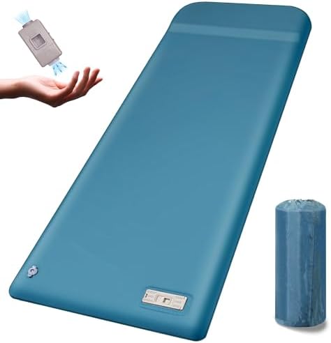 Sleeping Pad for Camping with Built-in Pump, Camping Mattress with Memory Foam, Easy to Inflate/Deflate Air Mattress for Camping and Other Outdoor Adventures, Blue Sleeping Pad for Camping with Built-in Pump, Camping Mattress with Memory Foam, Easy to Inflate/Deflate Air Mattress for Camping and Other Outdoor Adventures, Blue