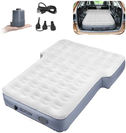 One-Click Rechargeable Air Pump SUV Air Mattress, 10″ Ultra-Thick, Portable, Electric Built-in Pump, for Jeep Wrangler, Toyota 4Runner and Most SUVs, Camping, Travel, Skin-Friendly One-Click Rechargeable Air Pump SUV Air Mattress, 10″ Ultra-Thick, Portable, Electric Built-in Pump, for Jeep Wrangler, Toyota 4Runner and Most SUVs, Camping, Travel, Skin-Friendly