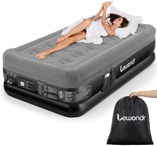 Twin Air Mattress with Built in Pump,18″ Deluxe Blow Up Mattress, Adjustable Self Inflating Air Mattress, 2Min Fast Inflatable Mattress for Camping, Home, Guests, Travel(550 lb MAX), Gray Twin Air Mattress with Built in Pump,18″ Deluxe Blow Up Mattress, Adjustable Self Inflating Air Mattress, 2Min Fast Inflatable Mattress for Camping, Home, Guests, Travel(550 lb MAX), Gray