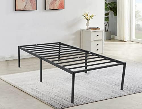 18 Inch High Twin Bed Frames Foldable Easy Assembly Twin Metal Bed Frame with Steel Slat Support & Storage Space for Bedroom Camping Tent Noise Free Twin Bed Frame No Box Spring Needed,Platform Bed 18 Inch High Twin Bed Frames Foldable Easy Assembly Twin Metal Bed Frame with Steel Slat Support & Storage Space for Bedroom Camping Tent Noise Free Twin Bed Frame No Box Spring Needed,Platform Bed