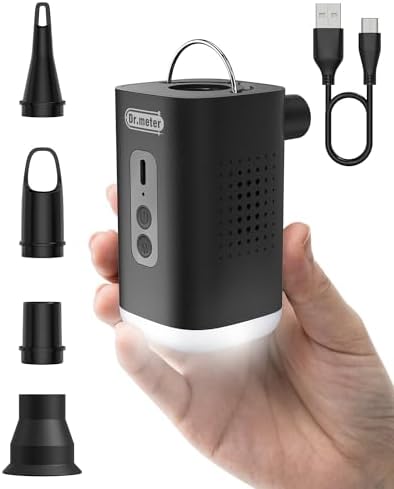 Dr.meter Tiny Air Pump for Inflatables, 2400mAh Battery Rechargeable Air Mattress Pump with Camping Light, 4kPa Fast Inflate Deflate Portable Mini Air Pump for Pool Floats Raft Air Bed Swimming Rings Dr.meter Tiny Air Pump for Inflatables, 2400mAh Battery Rechargeable Air Mattress Pump with Camping Light, 4kPa Fast Inflate Deflate Portable Mini Air Pump for Pool Floats Raft Air Bed Swimming Rings