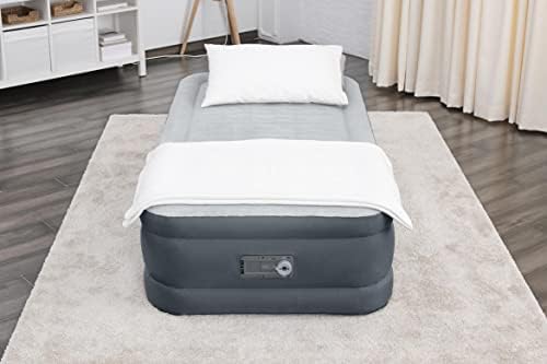 SleepLux Twin Air Mattress | Supersoft Snugable Top, Extra Durable Tough Guard with Built-in Pillow | Raised 18″ Airbed with Built in Pump + USB Charger (69086E) , Grey SleepLux Twin Air Mattress | Supersoft Snugable Top, Extra Durable Tough Guard with Built-in Pillow | Raised 18″ Airbed with Built in Pump + USB Charger (69086E) , Grey