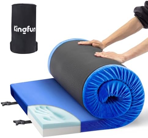 Kingfun 3 Inch CertiPUR-US Memory Foam Camping Mattress, Waterproof Roll up Sleeping Pad for Adults, Comfortable Thick Floor Sleeping Mats for Car Truck Tent with Removable Travel Bag Kingfun 3 Inch CertiPUR-US Memory Foam Camping Mattress, Waterproof Roll up Sleeping Pad for Adults, Comfortable Thick Floor Sleeping Mats for Car Truck Tent with Removable Travel Bag