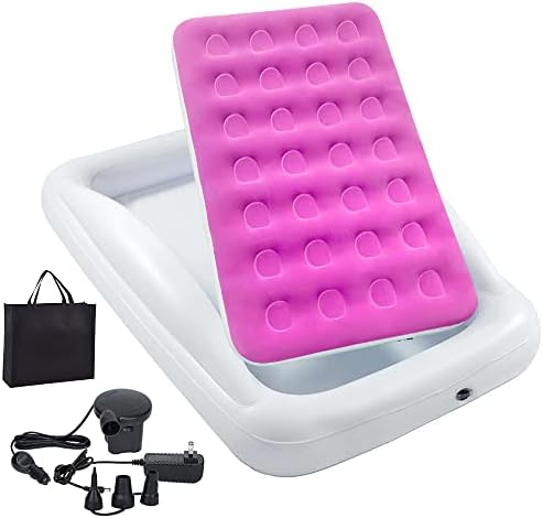 Fahuac Toddler Air Mattress Inflatable Kids Travel Bed Portable Kids Air Mattress with Sides,Suitable for Travel, Home Guest, Garden Grass Play (Rose Red) Fahuac Toddler Air Mattress Inflatable Kids Travel Bed Portable Kids Air Mattress with Sides,Suitable for Travel, Home Guest, Garden Grass Play (Rose Red)