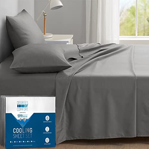 Degrees of Comfort Coolmax Cooling Sheets Set for Twin XL Size Bed, Moisture Wicking for Night Sweats Best Comfort, Cool Sheets for Hot Sleepers During Warm Weather with Deep Pocket, Grey-3PC Degrees of Comfort Coolmax Cooling Sheets Set for Twin XL Size Bed, Moisture Wicking for Night Sweats Best Comfort, Cool Sheets for Hot Sleepers During Warm Weather with Deep Pocket, Grey-3PC