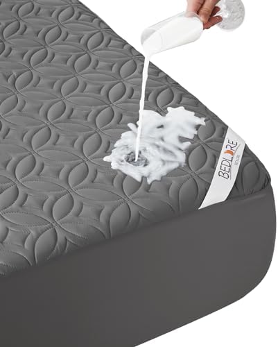 Waterproof Mattress Protector, Twin Size Mattress Pad with Deep Pocket Depth, Soft & Breathable Dirt-Proof Single Bed Mattress Cover for Kids Teenager Bedroom, Dorm Room (Gray) Waterproof Mattress Protector, Twin Size Mattress Pad with Deep Pocket Depth, Soft & Breathable Dirt-Proof Single Bed Mattress Cover for Kids Teenager Bedroom, Dorm Room (Gray)