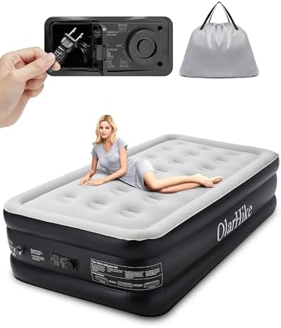 OlarHike Inflatable Twin Air Mattress with Built in Pump,18″ Elevated Durable for Camping,Home&Guests,Fast&Easy Inflation/Deflation Airbed,Black Double Blow up Bed,Travel Cushion,Indoor OlarHike Inflatable Twin Air Mattress with Built in Pump,18″ Elevated Durable for Camping,Home&Guests,Fast&Easy Inflation/Deflation Airbed,Black Double Blow up Bed,Travel Cushion,Indoor