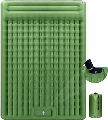 Double Sleeping Pad, 4.7 Inch Extra Thick Comfort Sleeping Mat for Backpacking Hiking Outdoor, Queen Camping Air Mattress with Built in Foot Pump, Compact Inflatable Camping Mat with Pillow Double Sleeping Pad, 4.7 Inch Extra Thick Comfort Sleeping Mat for Backpacking Hiking Outdoor, Queen Camping Air Mattress with Built in Foot Pump, Compact Inflatable Camping Mat with Pillow