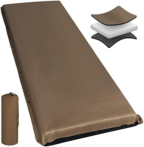 Camping Mattress self Inflating, Sleeping pad for Camping, Camping air Mattress, Memory Foam Camping mat, Inflatable Sleeping pad for Camping/Hiking/Car/Tent, 74” X 26” X 2”, Brown Camping Mattress self Inflating, Sleeping pad for Camping, Camping air Mattress, Memory Foam Camping mat, Inflatable Sleeping pad for Camping/Hiking/Car/Tent, 74” X 26” X 2”, Brown