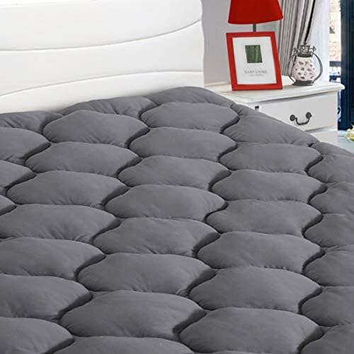 LEISURE TOWN King Mattress Pad Cover Cooling Mattress Topper Cotton Top Pillow Top with Snow Down Alternative Fill (King, Dark Grey) LEISURE TOWN King Mattress Pad Cover Cooling Mattress Topper Cotton Top Pillow Top with Snow Down Alternative Fill (King, Dark Grey)