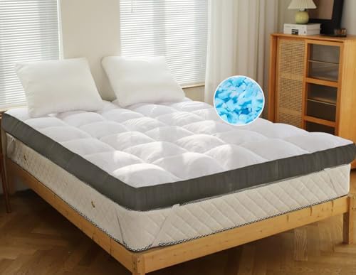 WhatsBedding 3 Inch Memory Foam Mattress Topper Queen Size Memory Foam Filled Bamboo Cooling Fluffy & Soft 100% Air Fabirc Top Pillow Top, Anti-Slip Bottom, 4 Elastic Straps, 80x78x3 Inch, King WhatsBedding 3 Inch Memory Foam Mattress Topper Queen Size Memory Foam Filled Bamboo Cooling Fluffy & Soft 100% Air Fabirc Top Pillow Top, Anti-Slip Bottom, 4 Elastic Straps, 80x78x3 Inch, King