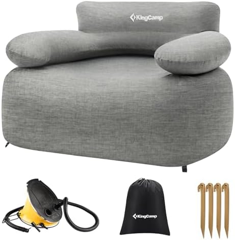 KingCamp Inflatable Couch Chairs for Adults Waterproof Compact Portable Inflatable Couch Blow Up Chair for Garden Outdoor Travel Camping Picnic Indoor Furniture (Grey/Blue-Single) KingCamp Inflatable Couch Chairs for Adults Waterproof Compact Portable Inflatable Couch Blow Up Chair for Garden Outdoor Travel Camping Picnic Indoor Furniture (Grey/Blue-Single)