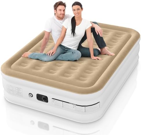 Premium Air Mattress Queen with Built in Pump, Portable Inflatable Mattress for Camping & Guest, Antileak Blow Up Mattress with Soft Flocked Top, Foldable Queen Air Mattress with Built in Pump Premium Air Mattress Queen with Built in Pump, Portable Inflatable Mattress for Camping & Guest, Antileak Blow Up Mattress with Soft Flocked Top, Foldable Queen Air Mattress with Built in Pump