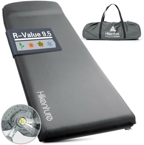 Hikenture Self Inflating Sleeping Pad for Camping, 3” Ultra Thick Camping Pad with Pillow, 9.5 R-Value Insulated Camping Mattress, 4-Season Inflatable Foam Camping Mat for Car, Tent, Cot Hikenture Self Inflating Sleeping Pad for Camping, 3” Ultra Thick Camping Pad with Pillow, 9.5 R-Value Insulated Camping Mattress, 4-Season Inflatable Foam Camping Mat for Car, Tent, Cot