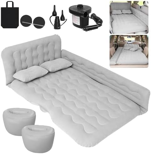 Car Air Mattress,SUV Air Mattress, SUV Inflatable Car Bed for Back Seat Sleepping, with Pillows & Fill Piers, Thickened Flocking & PVC Surface, Air Mattress for Camping,Home Car Travel- Grey Car Air Mattress,SUV Air Mattress, SUV Inflatable Car Bed for Back Seat Sleepping, with Pillows & Fill Piers, Thickened Flocking & PVC Surface, Air Mattress for Camping,Home Car Travel- Grey