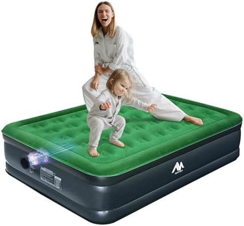 ayamaya Queen Camping Air Mattress with Cordless Built-in Pump – 16 Inch Luxury Double High Blow Up Mattress, Portable 2 Person Self Inflating Mat Double Sleeping Pad for Camping & Home & Guest Bed ayamaya Queen Camping Air Mattress with Cordless Built-in Pump – 16 Inch Luxury Double High Blow Up Mattress, Portable 2 Person Self Inflating Mat Double Sleeping Pad for Camping & Home & Guest Bed