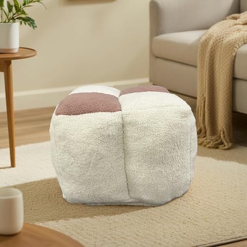 Louis Donné Pouf Ottoman, Pouf with Memory Foam Filler, 17.7*17.7*15.7 Inch Ottoman Pouf Foot Rest, Storage Bean Bag Cubes, Boho Pouf Ottoman for Living Room Bedroom, Two-color Splicing Pouf – Pink Louis Donné Pouf Ottoman, Pouf with Memory Foam Filler, 17.7*17.7*15.7 Inch Ottoman Pouf Foot Rest, Storage Bean Bag Cubes, Boho Pouf Ottoman for Living Room Bedroom, Two-color Splicing Pouf – Pink